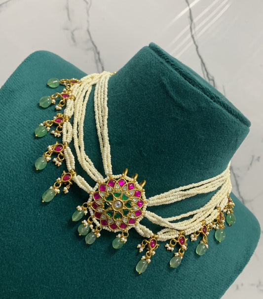 Jadau Kundan Stones Bridal Neck Set