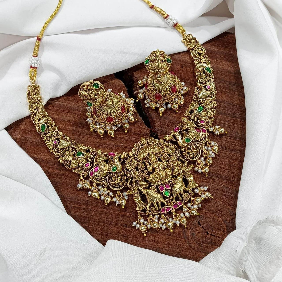 Nakshi Work with Kundan Stones Bridal Necklace