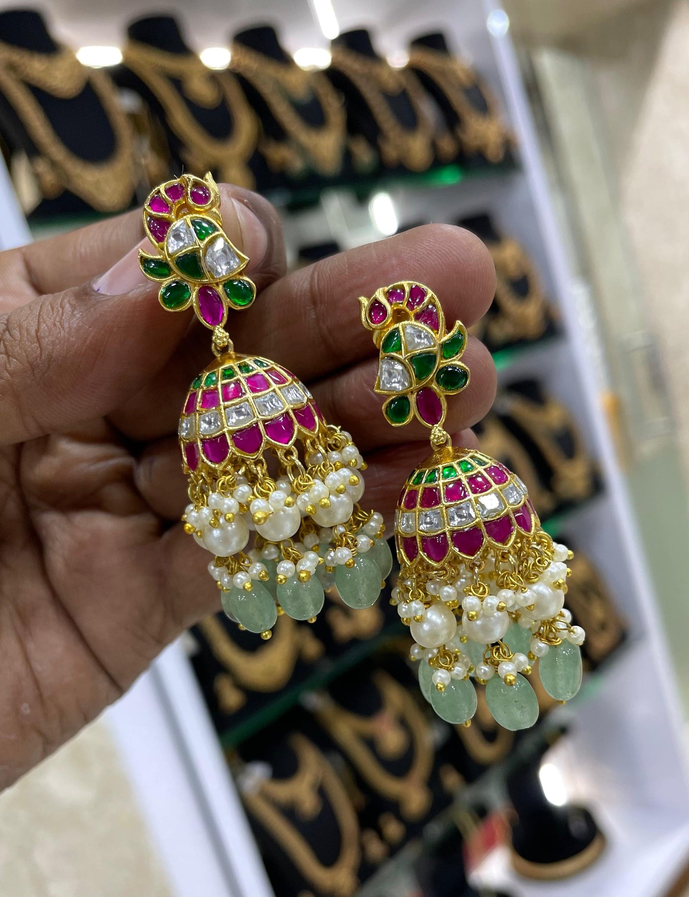 Jaadu Kundan Stones Bridal Earrings