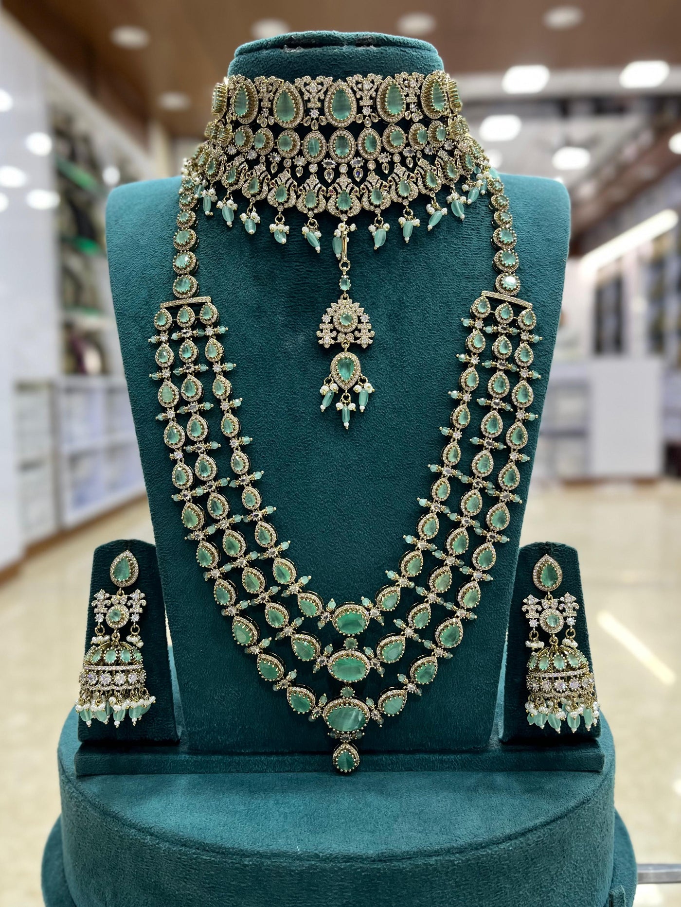 Victorian Polish with AD stones Bridal Set