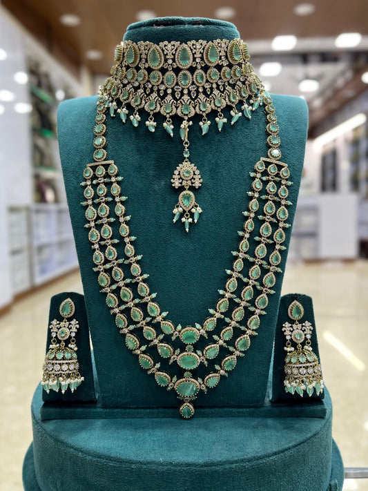 Victorian Polish with AD stones Bridal Set