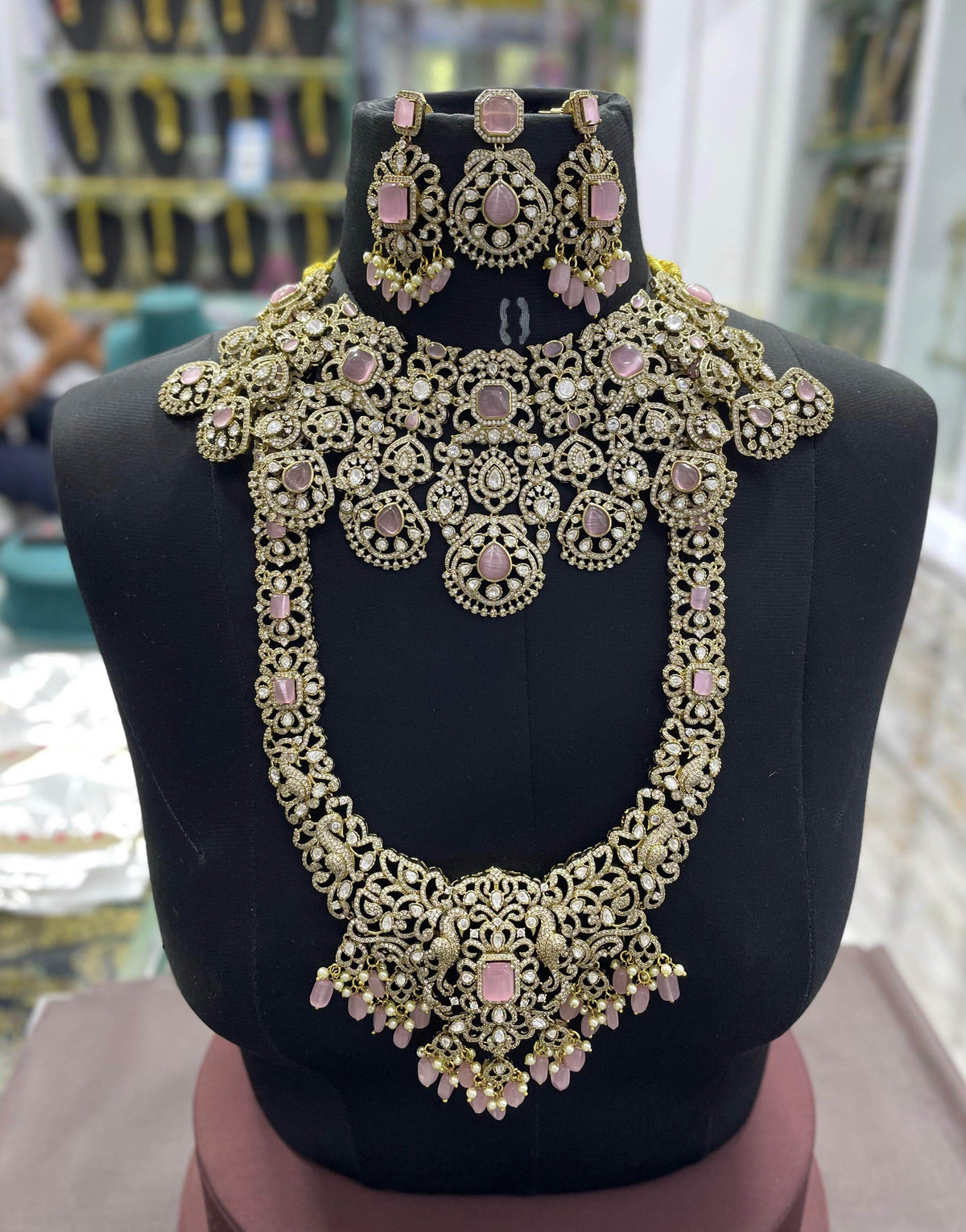 Victorian Polish with Moissanite Stones Bridal Combo set