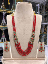 Victorian Polish AD Stones Side Pendent with Beads Haram - Nakshatra Jewels