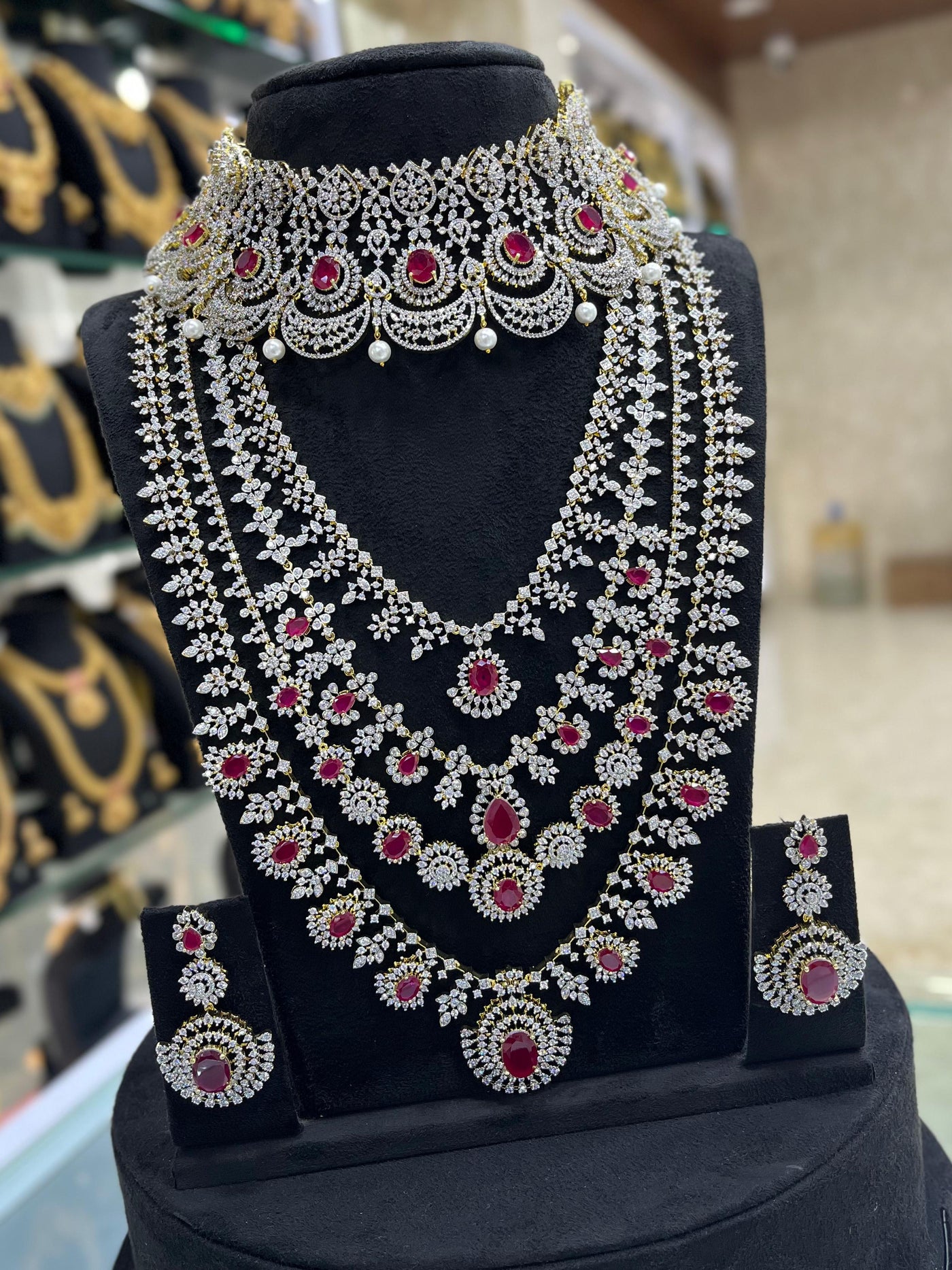 American Diamond Stones Bridal Combo Set