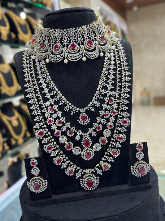 American Diamond Stones Bridal Combo Set