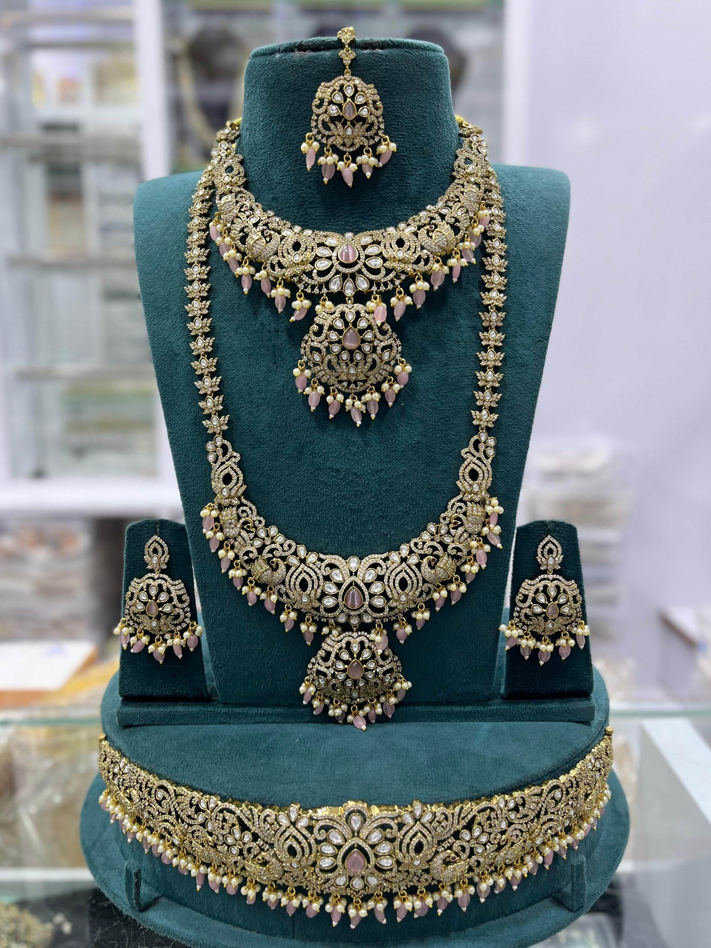 Victorian Polish AD Stones Bridal Set