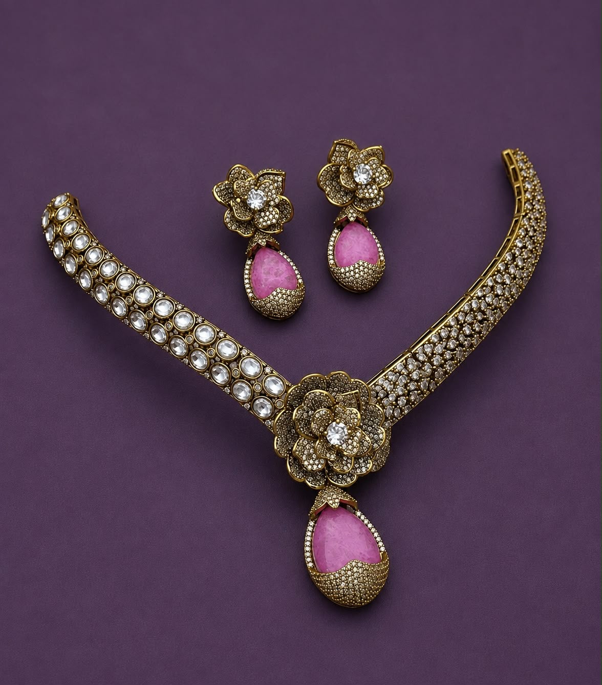 Victorian Polish with AD Stones Necklace