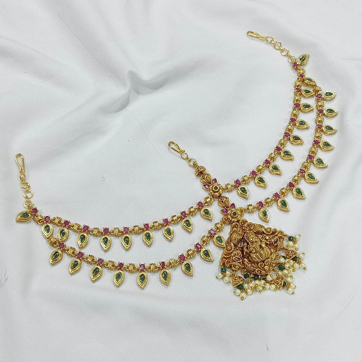 Nagasi work with Kempu Stones Tikka