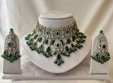 Victorian Polish with AD Stones Bridal Neck Set - Nakshatra Jewels