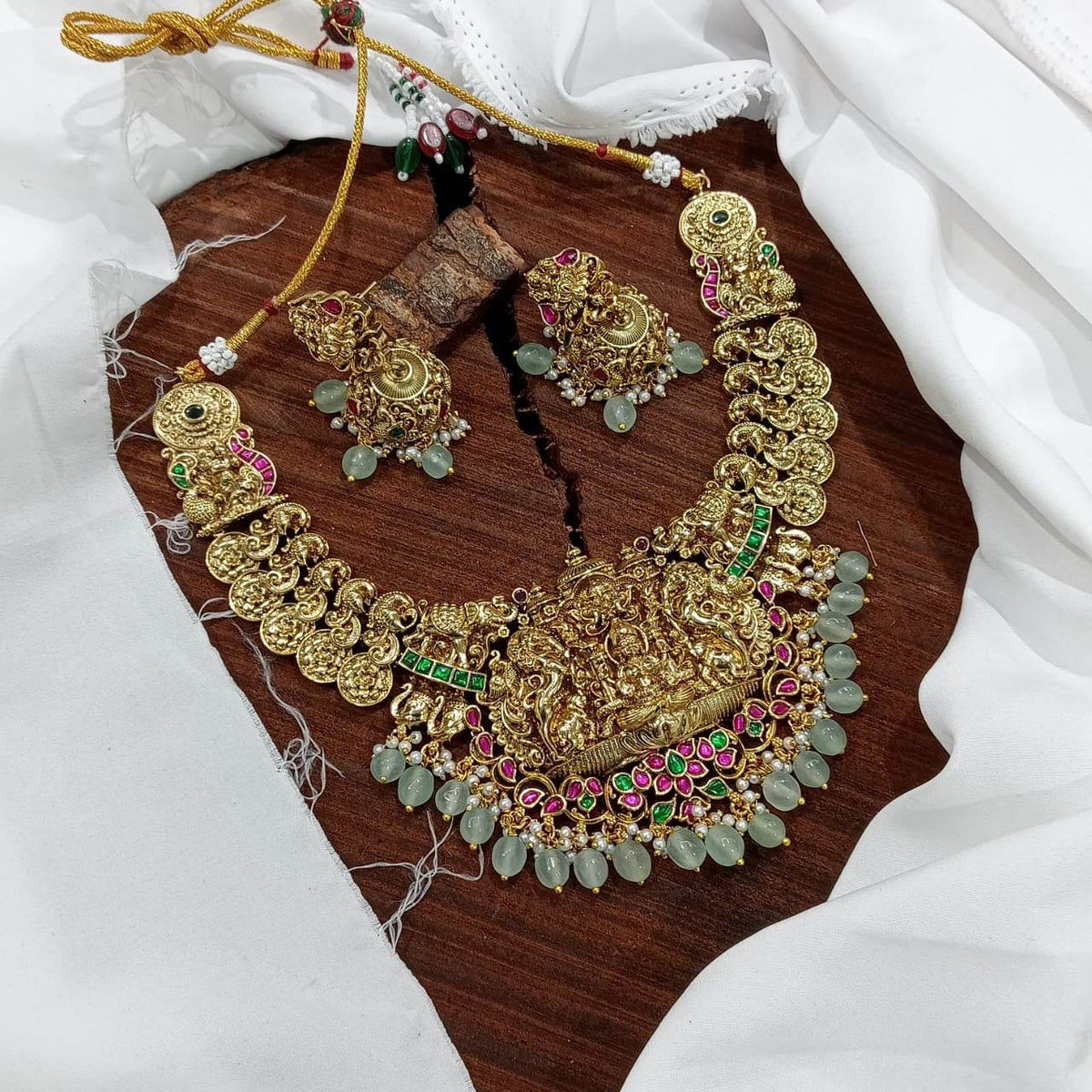 Nakshi Work with AD & Kundan Stones Bridal Necklace