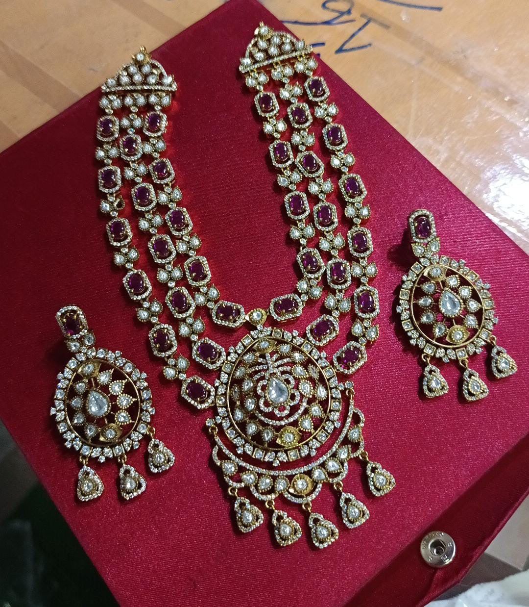 Victorian Polish AD Stones Bridal Necklace