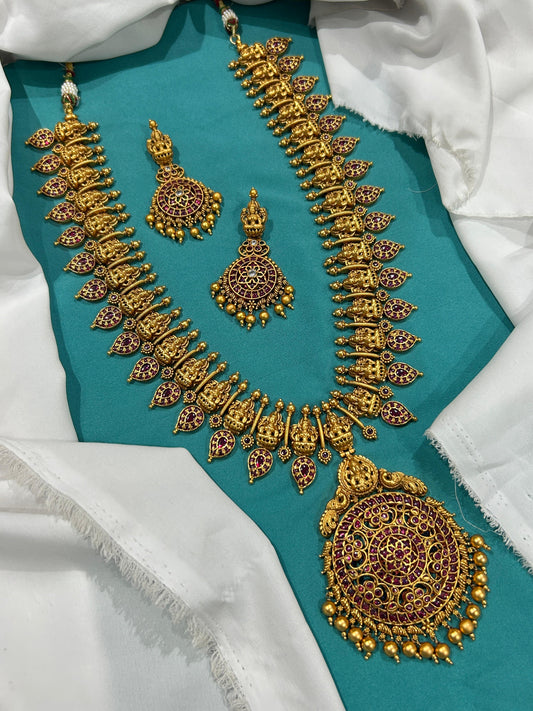 Nagasi Work with Kempu Stones Bridal Haram