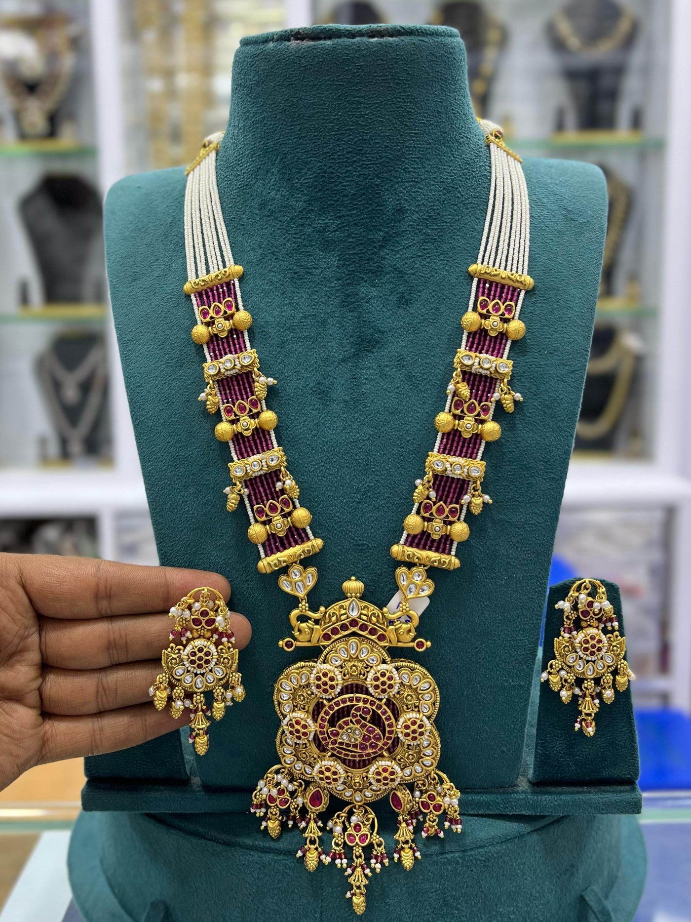 Nagasi work with AD Stones Pendent Beads Haram