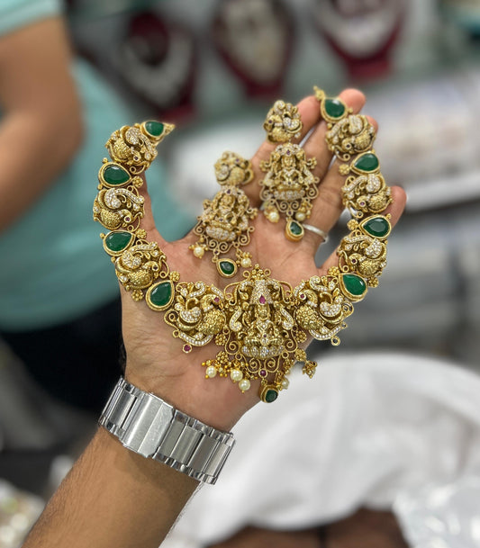 Nakshi Work with AD and Kundan Stones Bridal Necklace