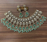 Victorian Polish AD & Moissanite Stones Bridal Neck Set - Nakshatra Jewels