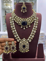Victorian Polish with Moissanite Stones Bridal Combo - Nakshatra Jewels