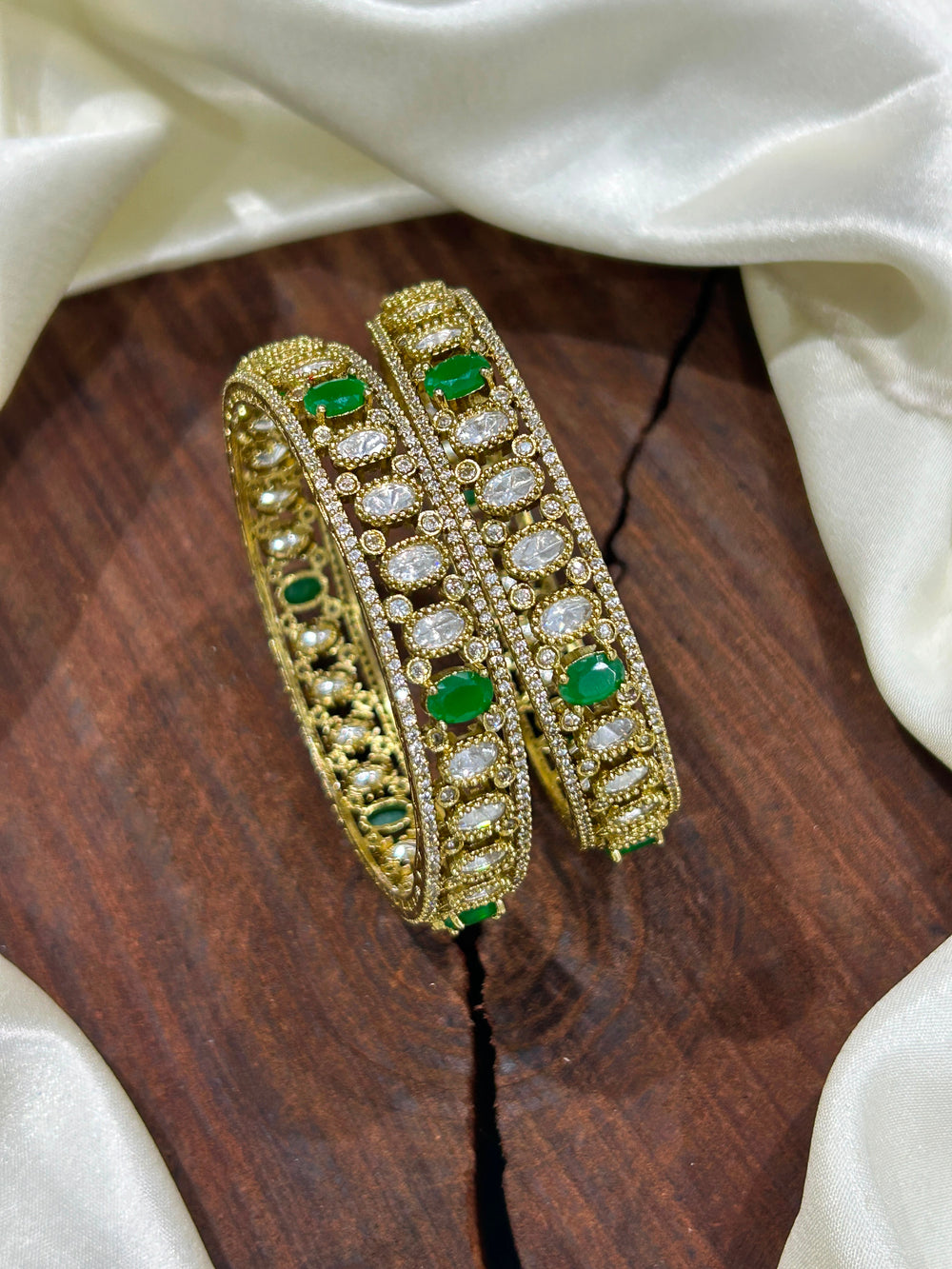 Victorian Polish AD & Mossianite Stone Bangles
