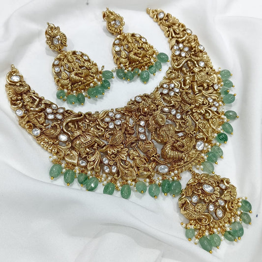 Nakshi Work with Mossanite Stones Bridal Necklace