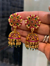Premium Matt with Kempu Stones Earrings - Nakshatra Jewels