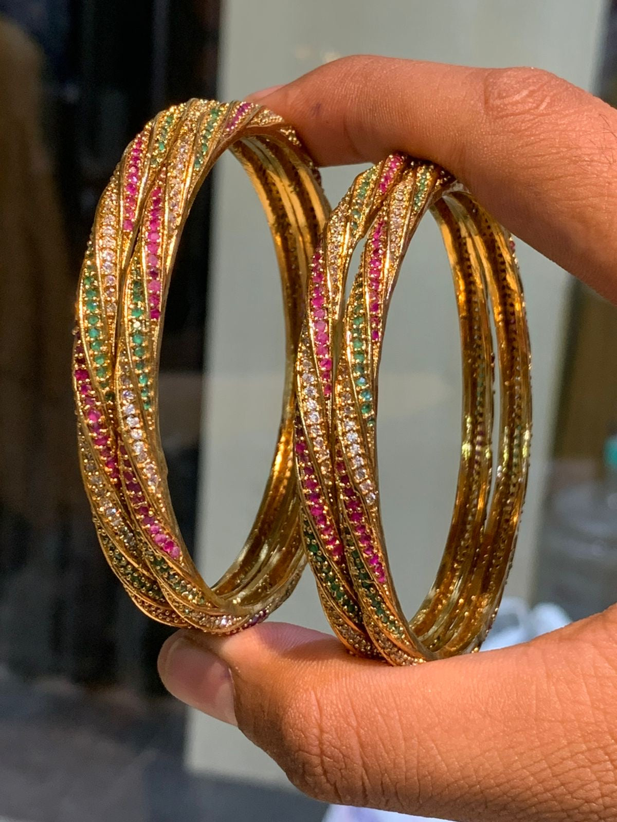Premium Matt with AD Stone Bangles