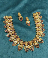 Nakshi Work with Kempu Stones Bridal Necklace