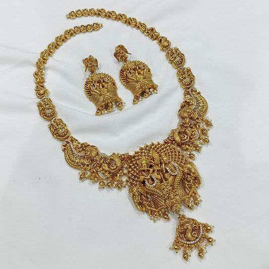 Nakshi Work with AD Stones Haram (Gold Replica)