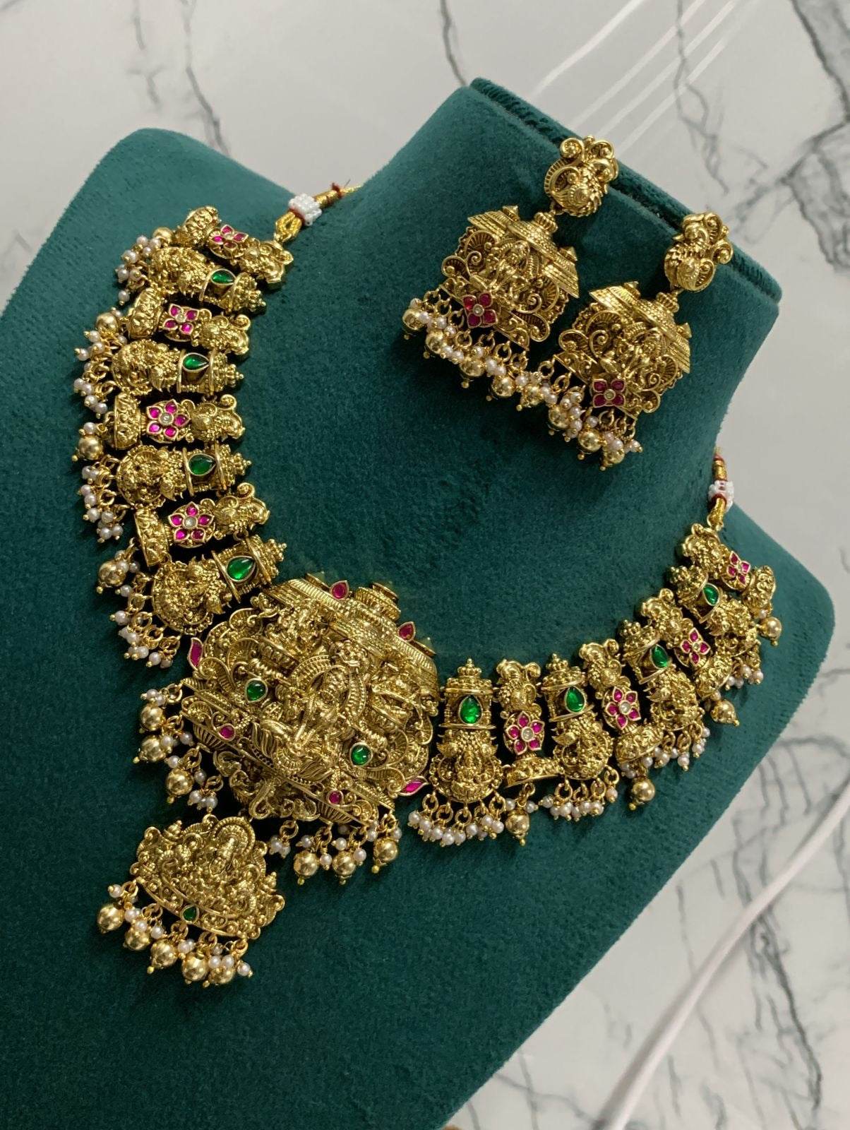 Nakshi Work with Kundan Stones Bridal Necklace - Nakshatra Jewels