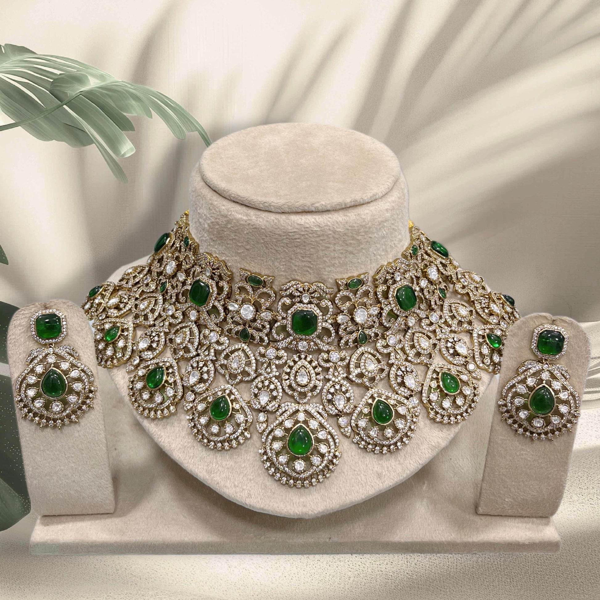 Victorian Polish with AD Stones Bridal Choker - Nakshatra Jewels