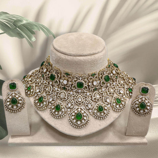 Victorian Polish with AD Stones Bridal Choker - Nakshatra Jewels