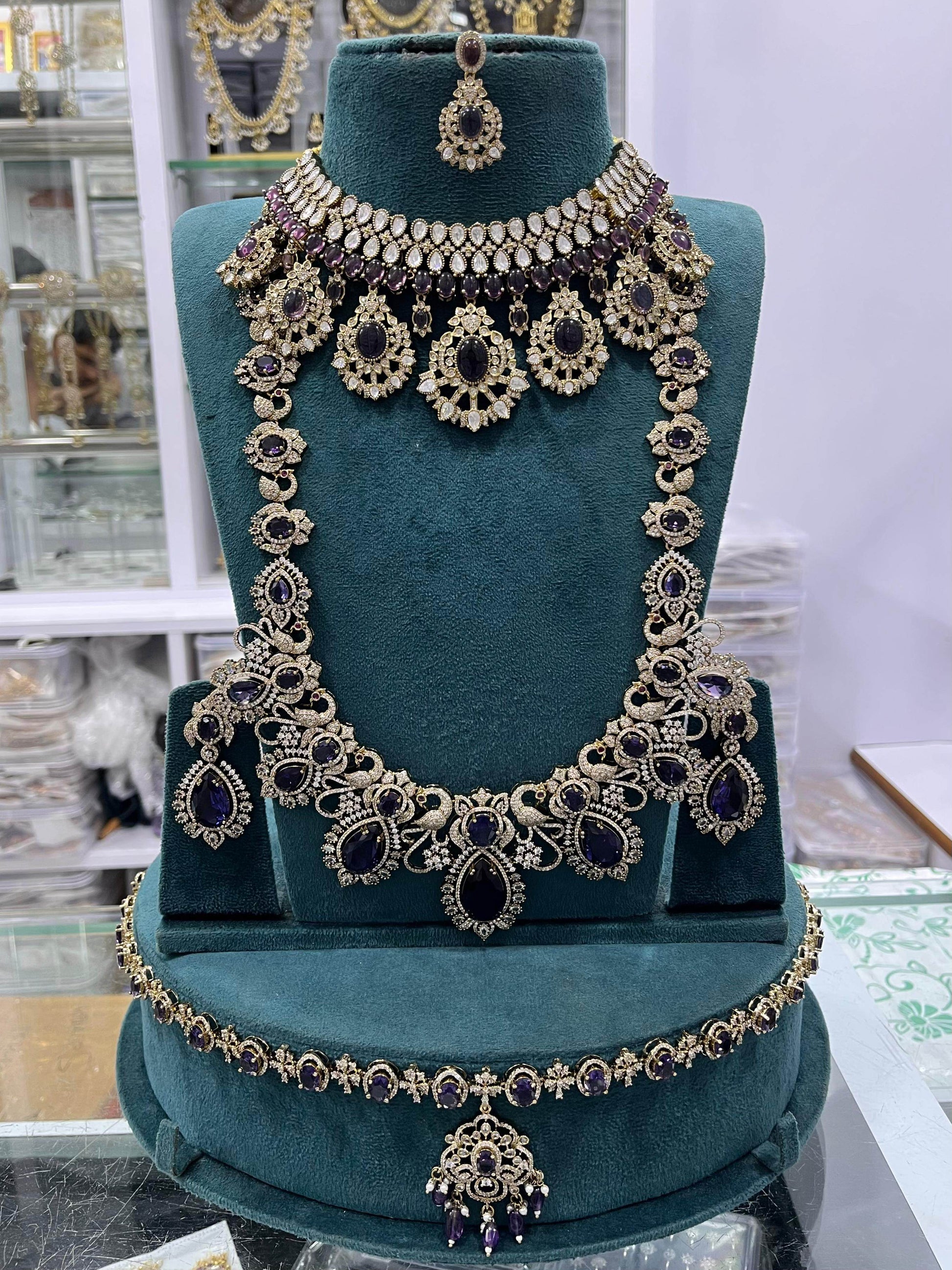 Mossanite with AD Stones Bridal Combo set - Nakshatra Jewels