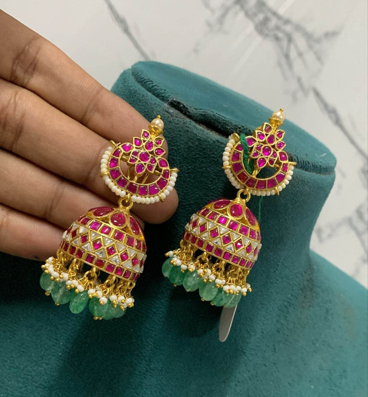 Jaadu Kundan Stones Bridal Earrings