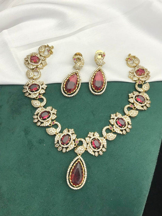 Victorian Polish AD Stones Necklace - Nakshatra Jewels