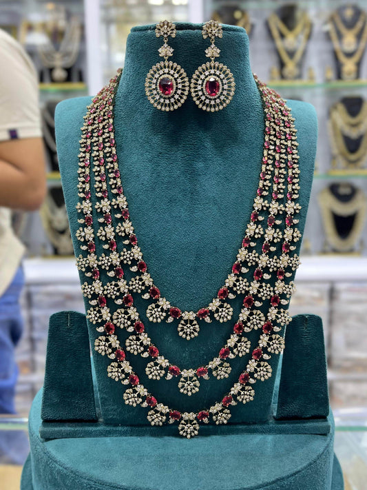 Victorian Polish with AD Stones Bridal Layer Haram - Nakshatra Jewels