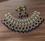 Victorian Polish AD & Moissanite Stones Bridal Neck Set - Nakshatra Jewels