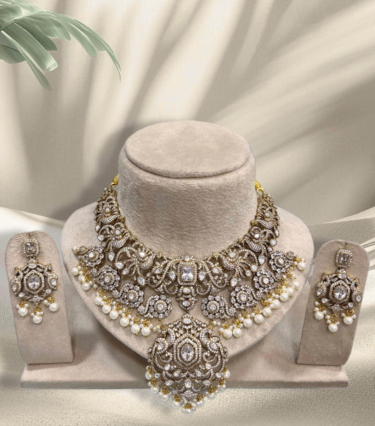Victorian Polish with AD Stones Bridal Choker - Nakshatra Jewels