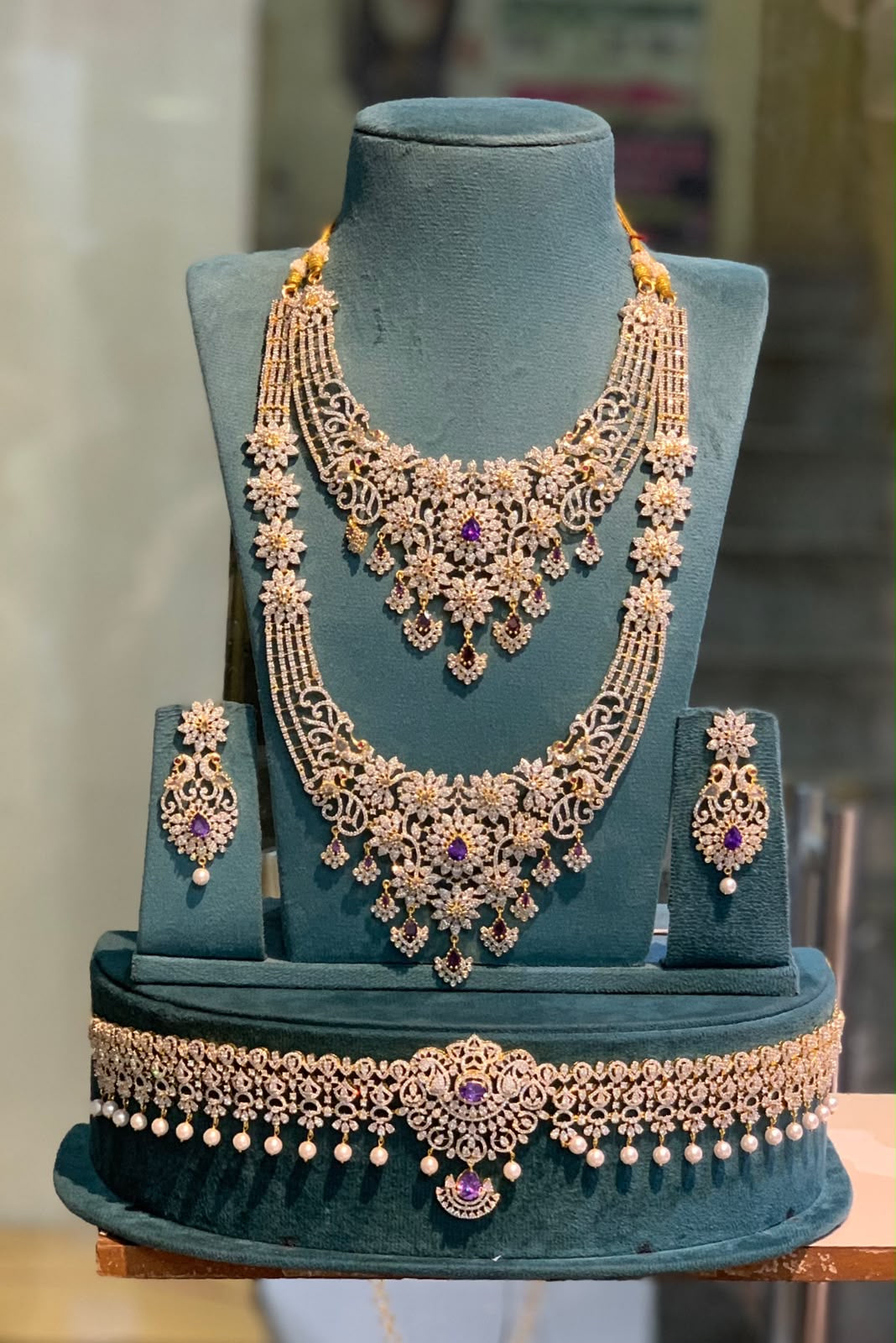 American Diamond Stones Bridal Combo Set