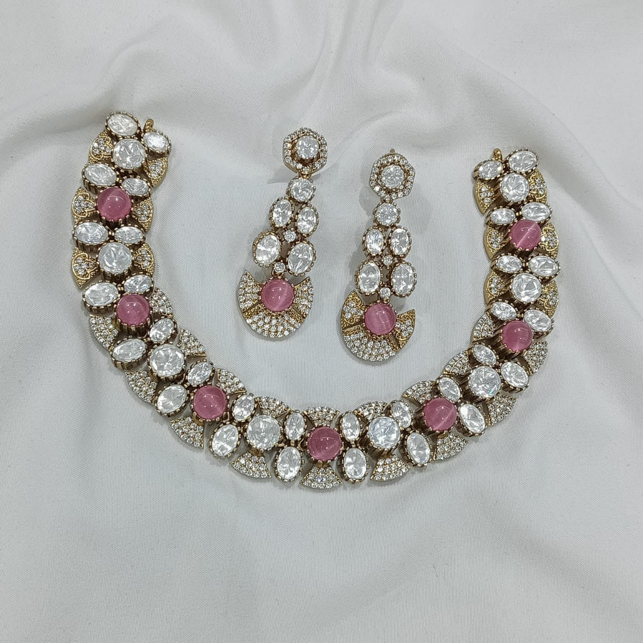 Moissanite & AD Stones Bridal Neck Set