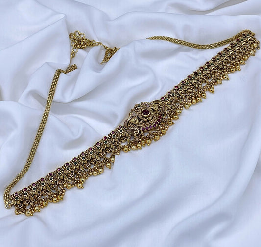 Premium Matt finish with Kempu Stones Hip Chain