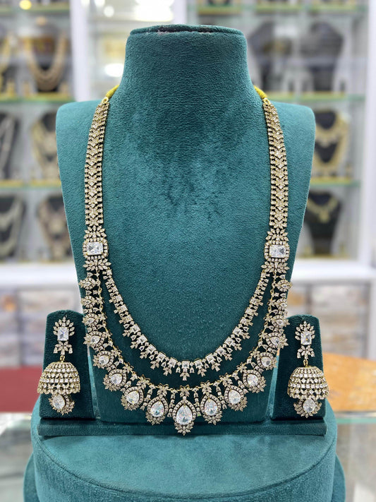 Victorian Polish with AD Stones Haram - Nakshatra Jewels