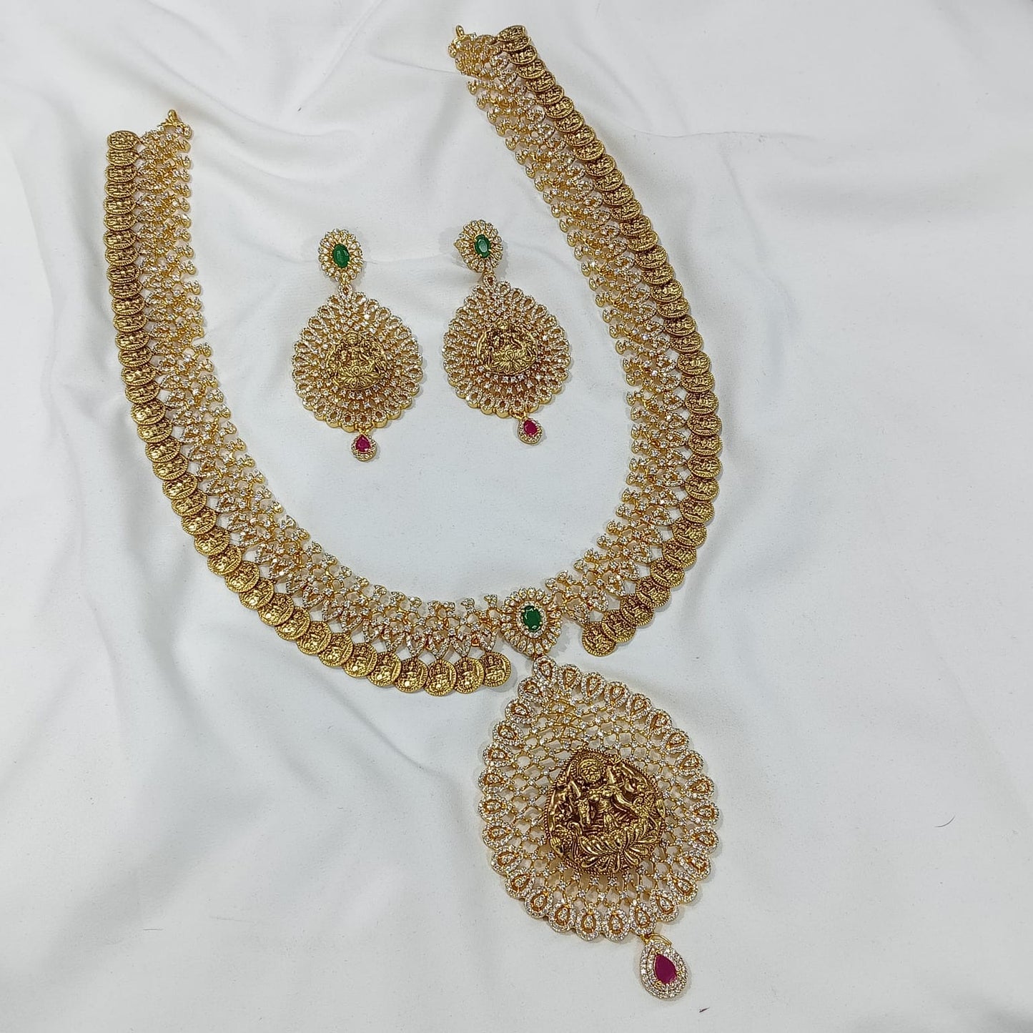 Nakshi Work with AD Stones Necklace (Gold Replica)