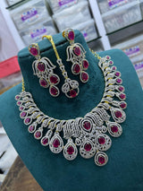American Diamond Stones Bridal Neck Set - Nakshatra Jewels