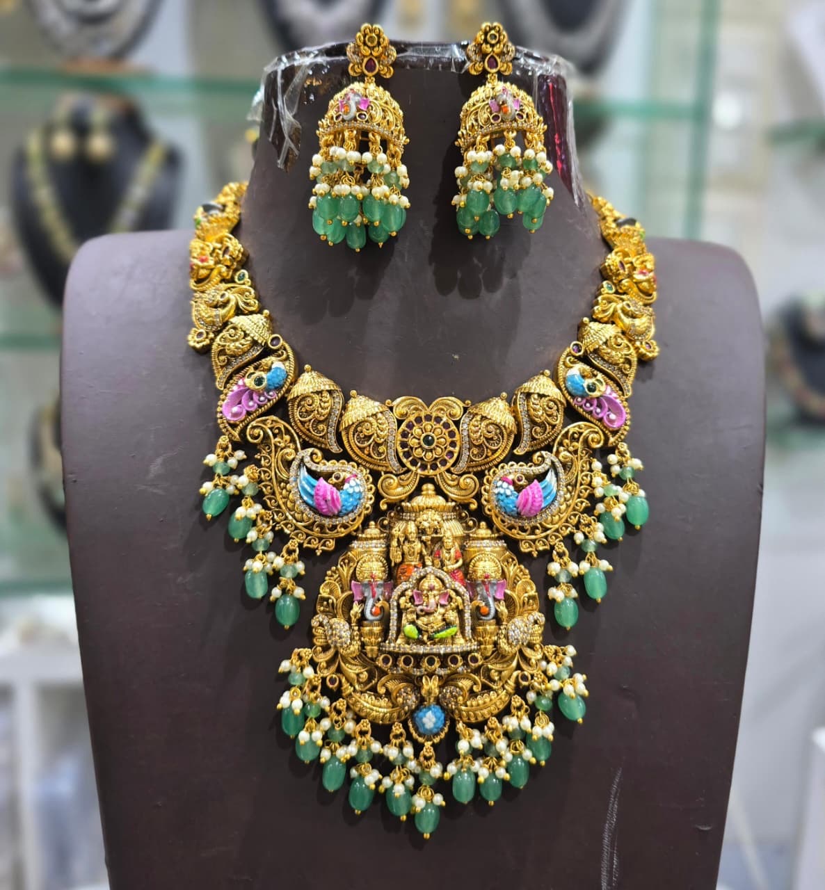 Nakshi Work with AD Stones Bridal Necklace