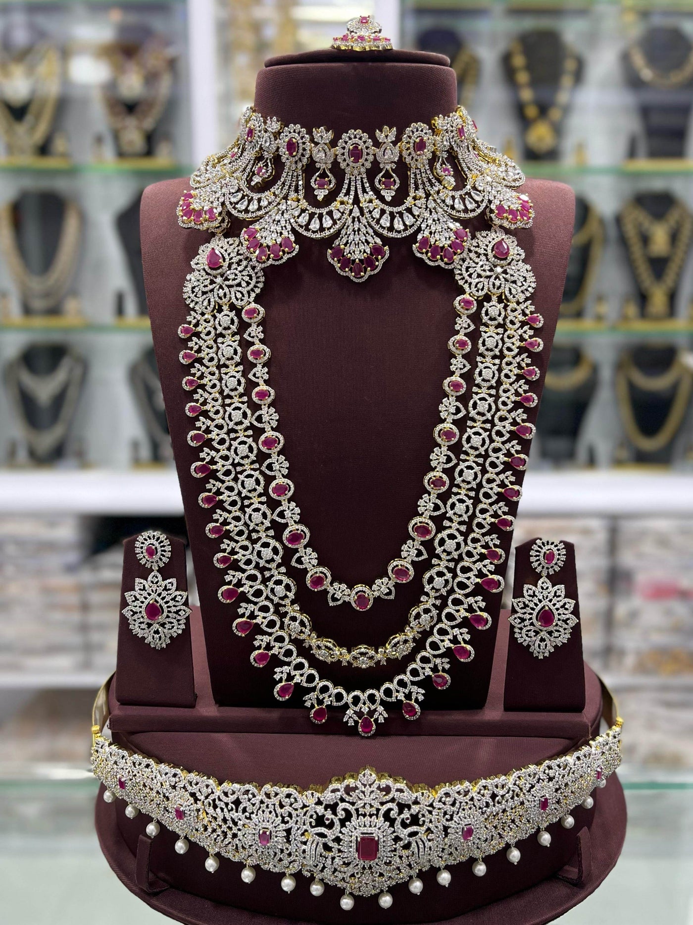 American Diamond Stones Bridal Combo Set