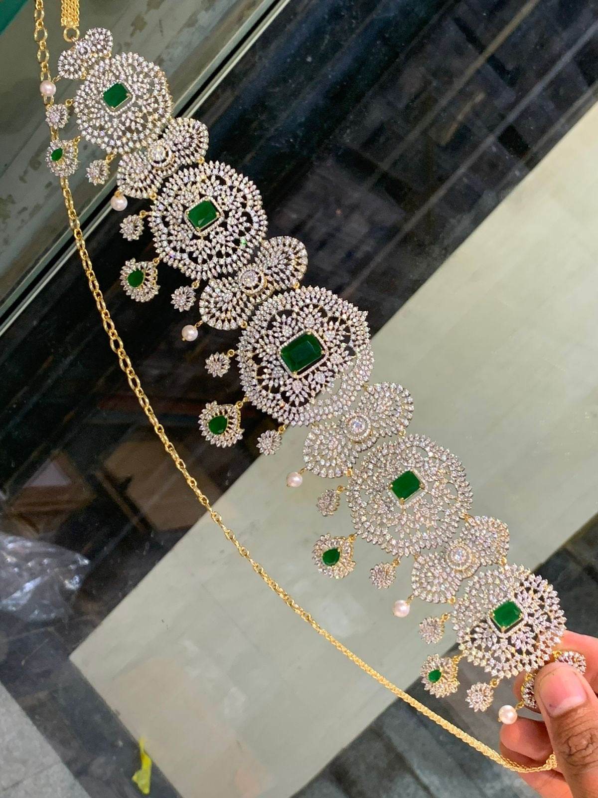 American Diamond Stones Bridal Hip Chain - Nakshatra Jewels
