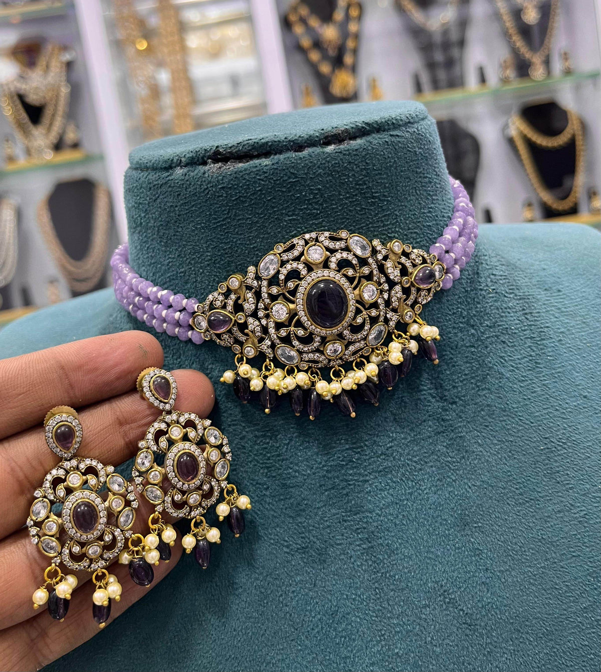 Victorian Polish AD Stones Choker