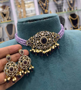 Victorian Polish AD Stones Choker - Nakshatra Jewels