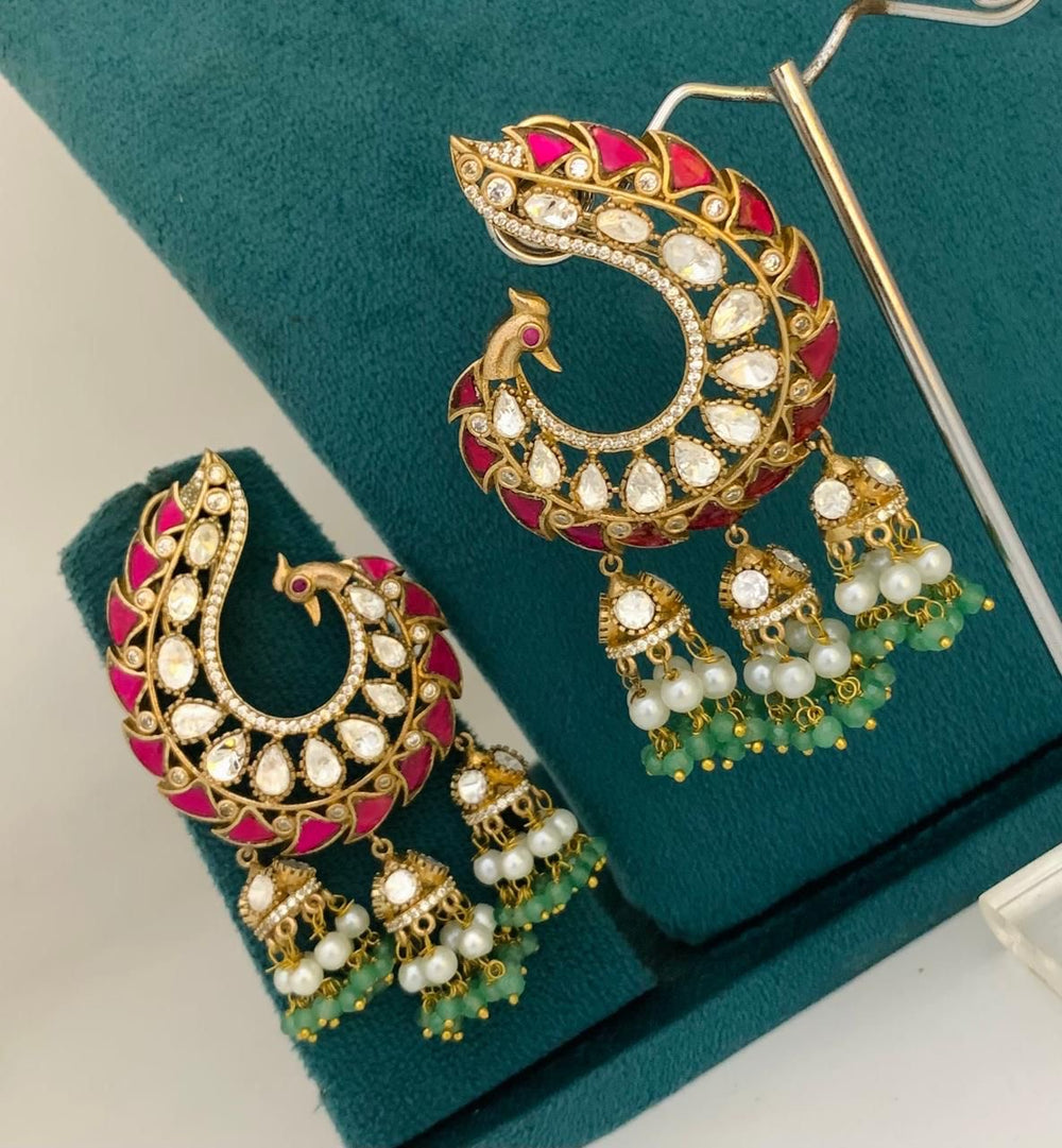 Kundan & Mossianite Stones Bridal Earrings