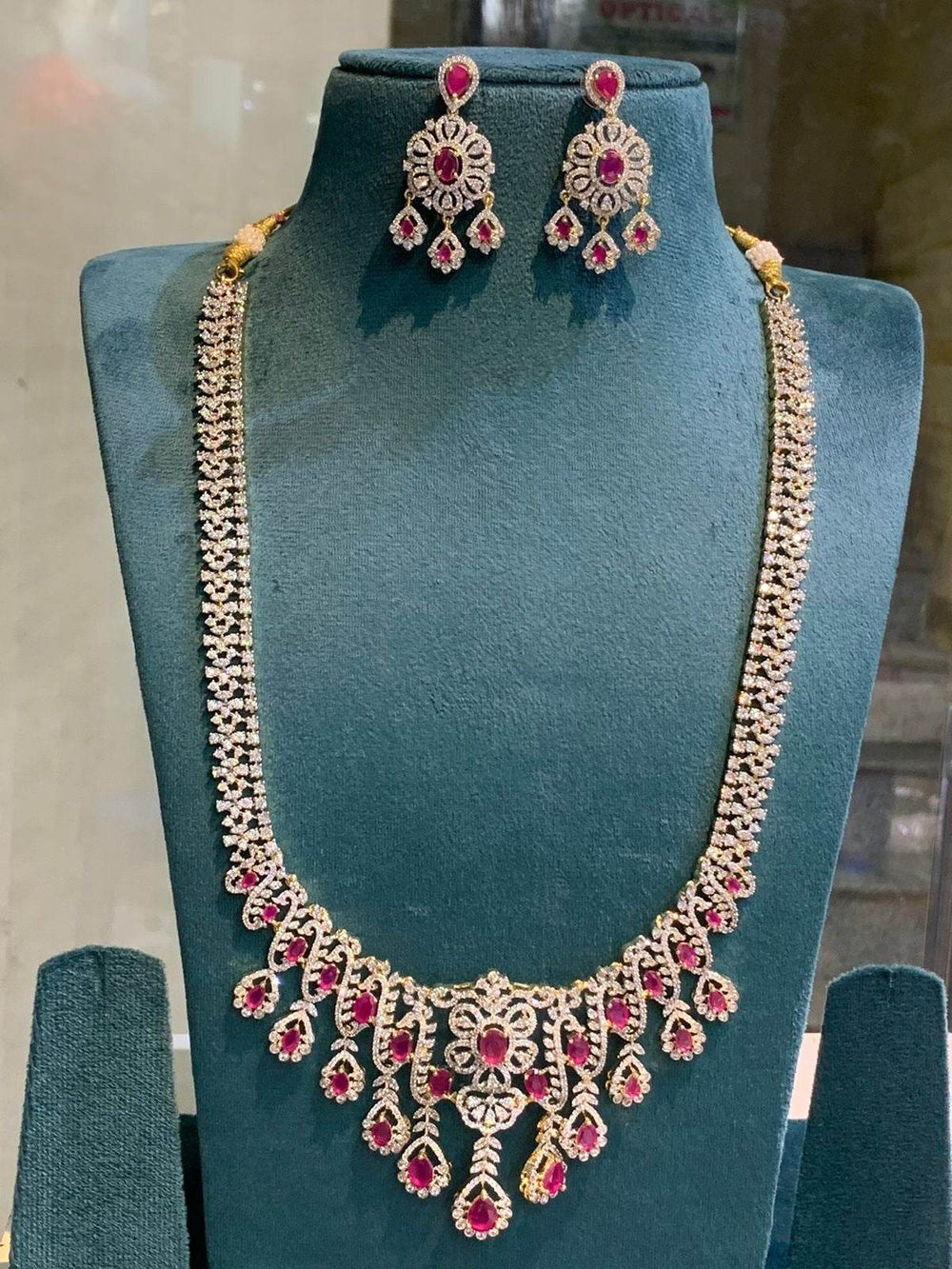 American Diamond Stones Bridal Haram - Nakshatra Jewels