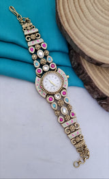 Premium Imitation Jewelry with Kundan Stone Antique Watch