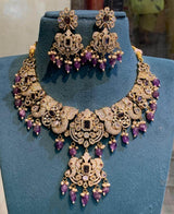 Victorian Polish with AD Stones Bridal Necklace - Nakshatra Jewels